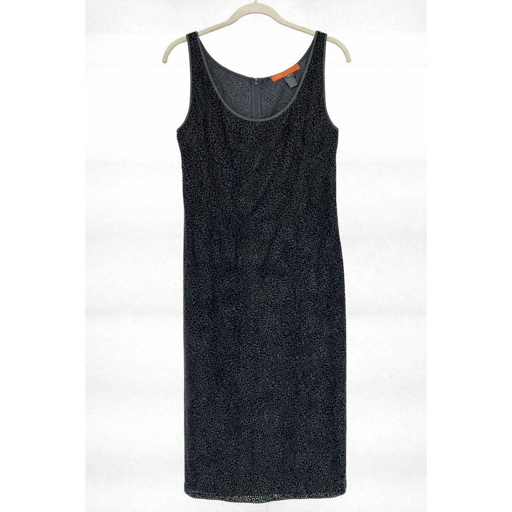 Cynthia Steffe Vintage Beaded Animal Print Mini Dress sz 12 Black Velvet Burnout